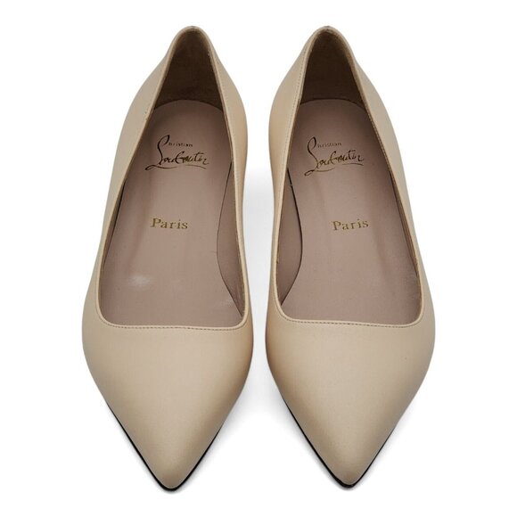 Christian Louboutin Ballalla Leather Ballet Flats Shoes in Beige $745 - Picture 4 of 9